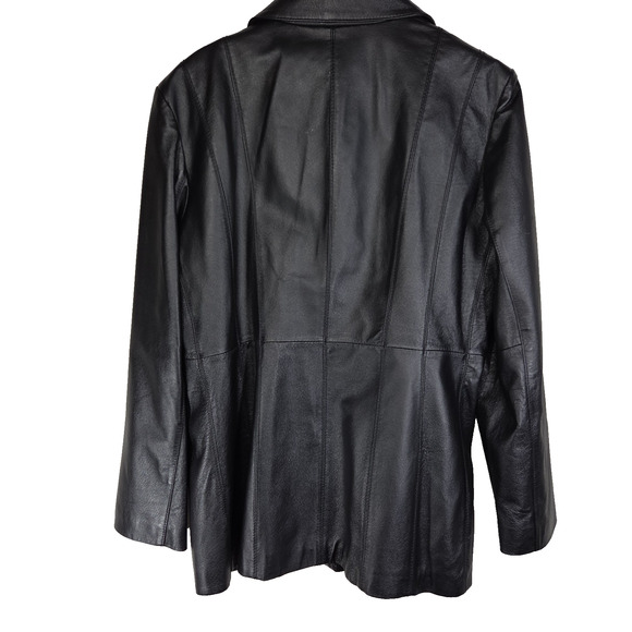 Vtg Colebrook Leather Jacket XL Black Button Designer Soft Party Business - Picture 2 of 16